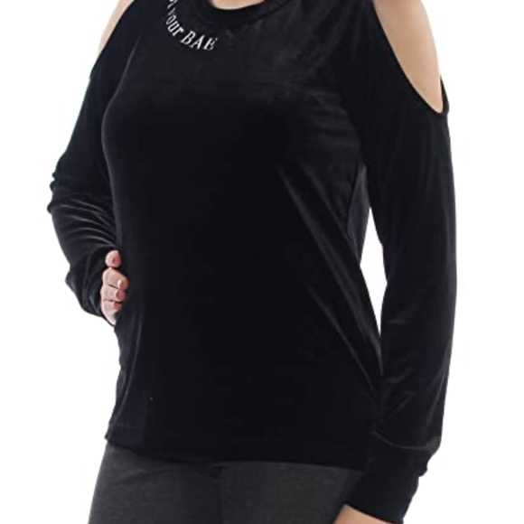 NWT Material Girl Black Velour Sweater Size M - Picture 4 of 5